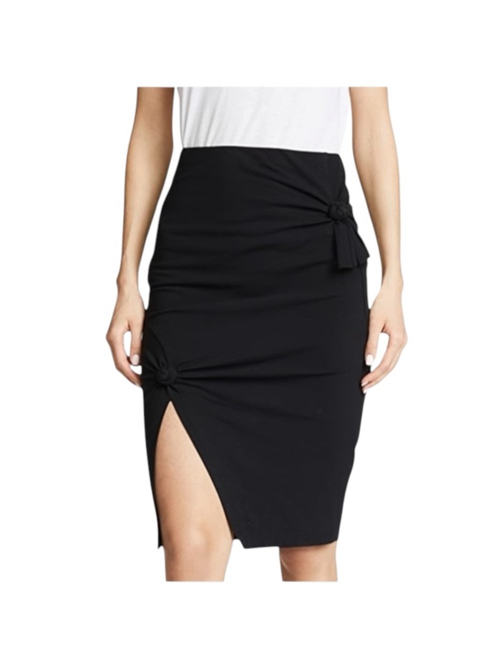 new Helmut Lang ♌︎ Slinky Sexy Knot Mini Skirt ♌︎ Black Stretch Jersey ♌︎ Large - Picture 4 of 16